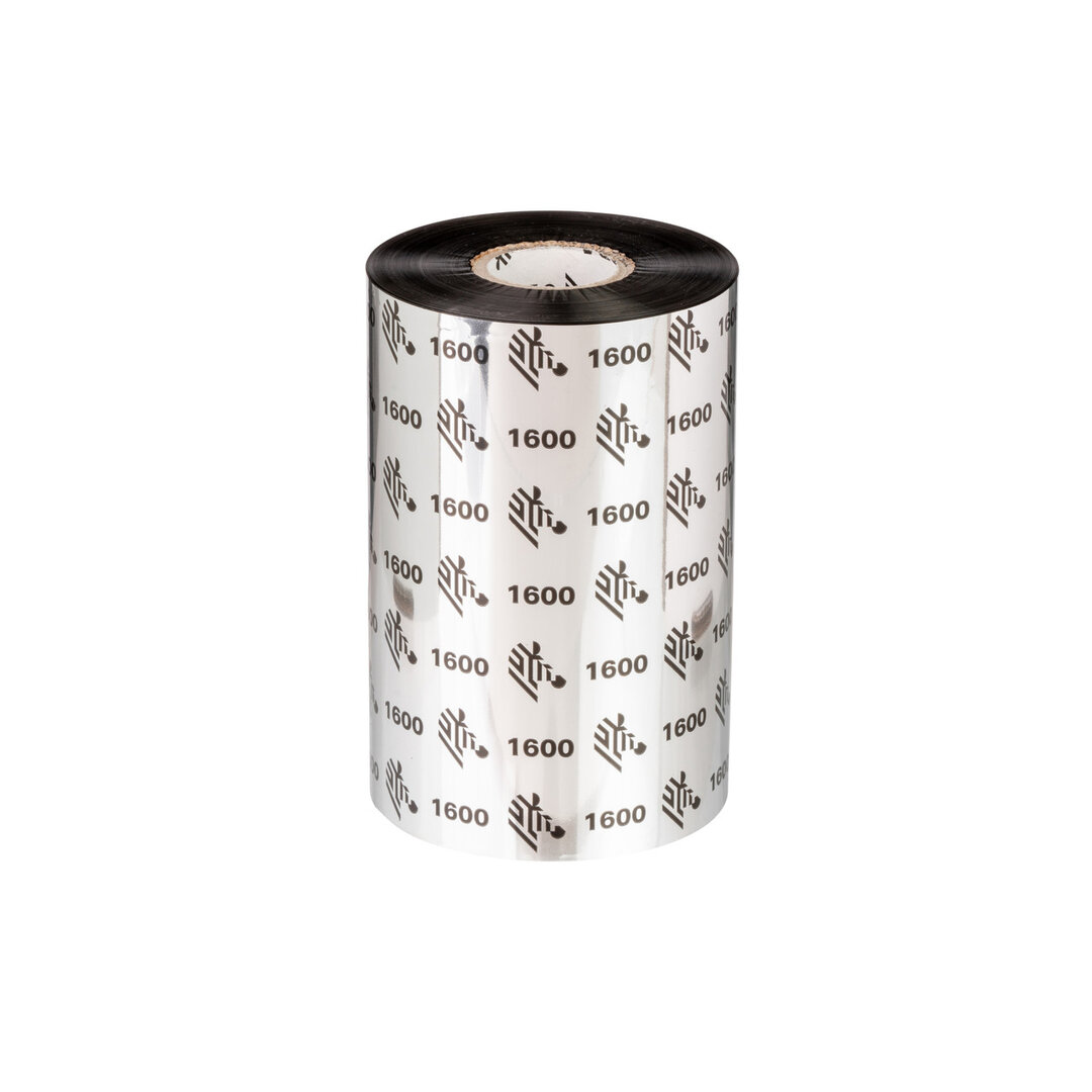 Värinauha Zebra Wax 1600 | 110 mm x 450 m | 25 mm hylsy (01600BK11045)